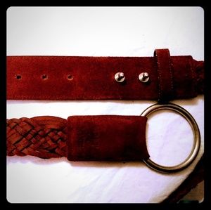 Genuine Suede Leather Belt Sz S/M